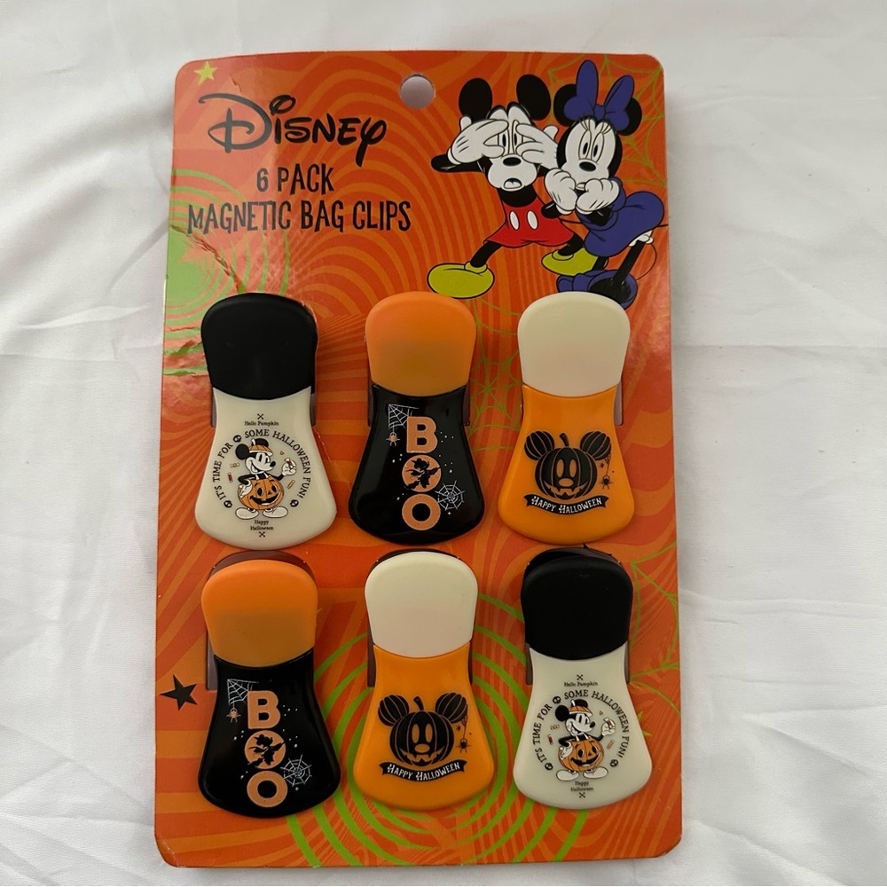 Disney Halloween Magnetic Bag Clips - Orange, Black, Cream (6-Pack)